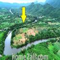 ขายที่ดินไทรโยค กาญจนบุรี ติดแม่น้ำ แควน้อย 115 ไร่ วิวสวย หน้าน้ำโค้งกว้างสวย 180 องศา ฮวงจุ้ยดี บรรยากาศดี 